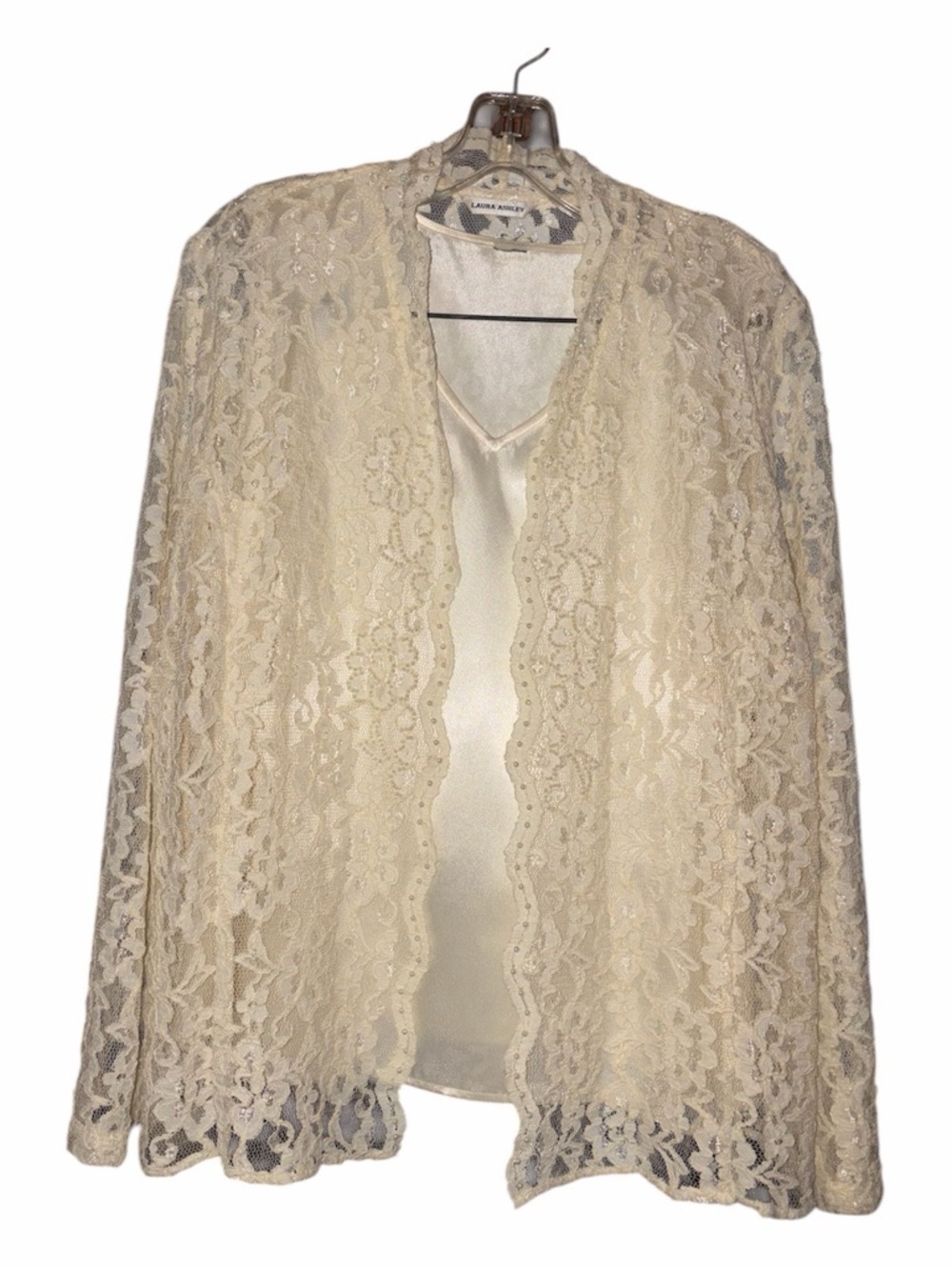 VINTAGE Laura Ashley Ivory Lace Overlay Cardigan with matching tank - Picture 2 of 5